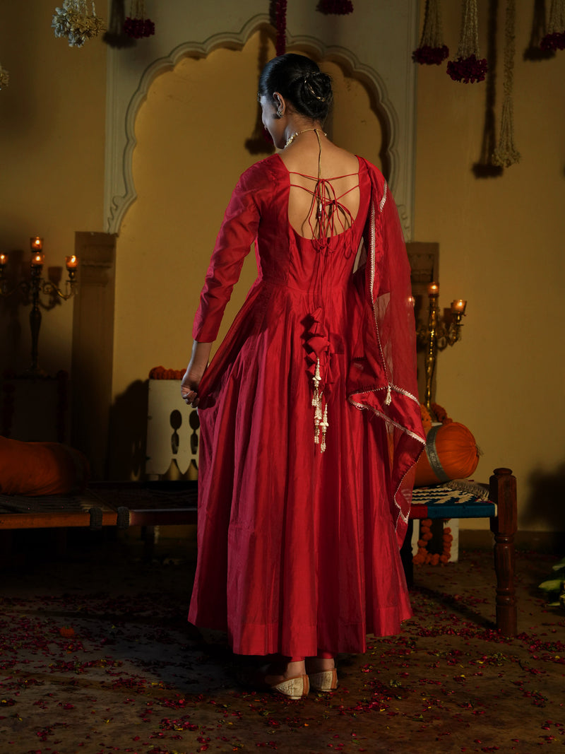 Soundarya Red Anarkali Suit Set