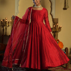 Soundarya Red Anarkali Suit Set