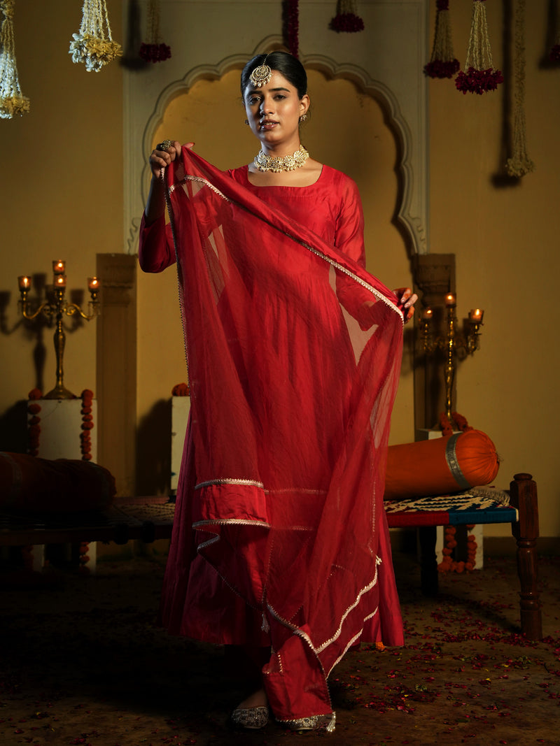 Soundarya Red Anarkali Suit Set