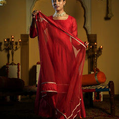 Soundarya Red Anarkali Suit Set