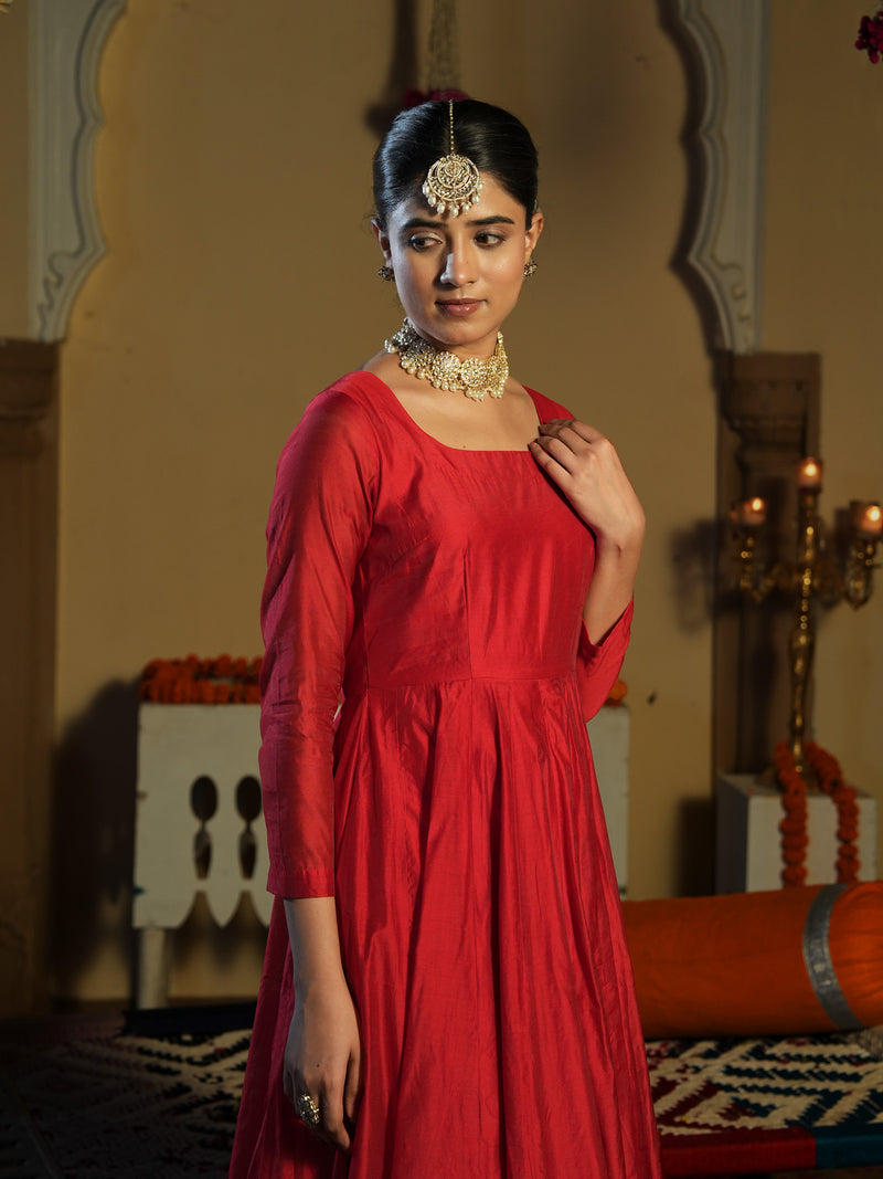 Soundarya Red Anarkali Suit Set