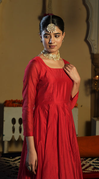 Soundarya Red Anarkali Suit Set