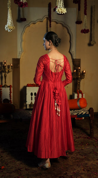 Soundarya Red Anarkali Suit Set