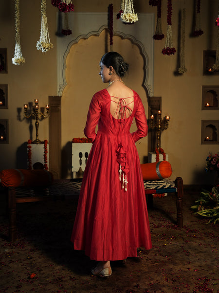 Soundarya Red Anarkali Suit Set