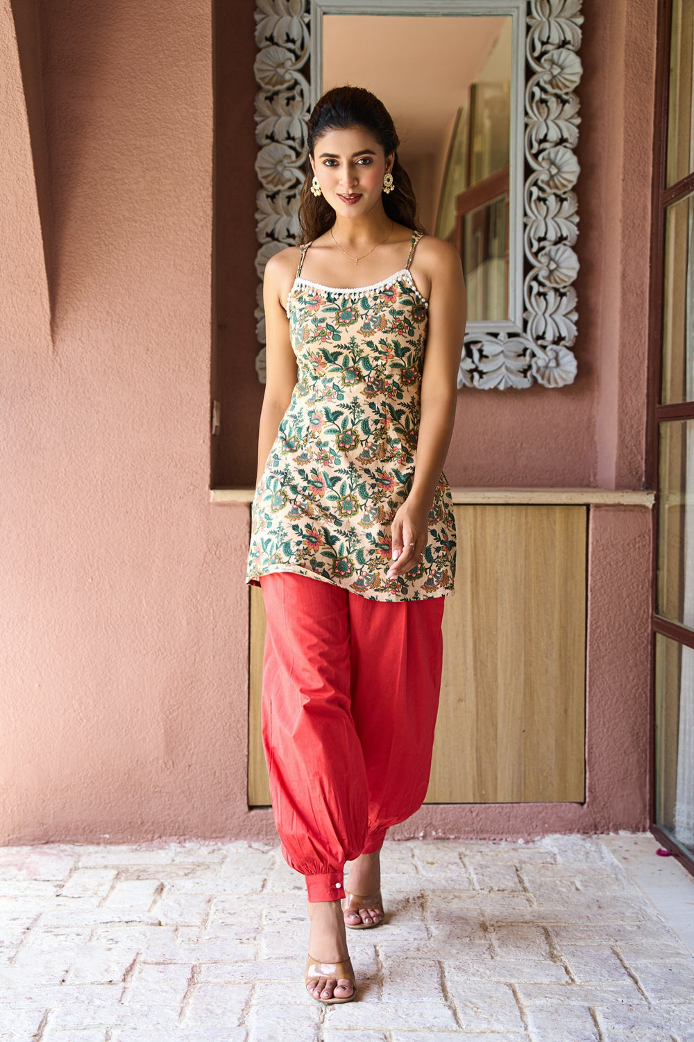 Mehera Crimson Floral Kurta Set