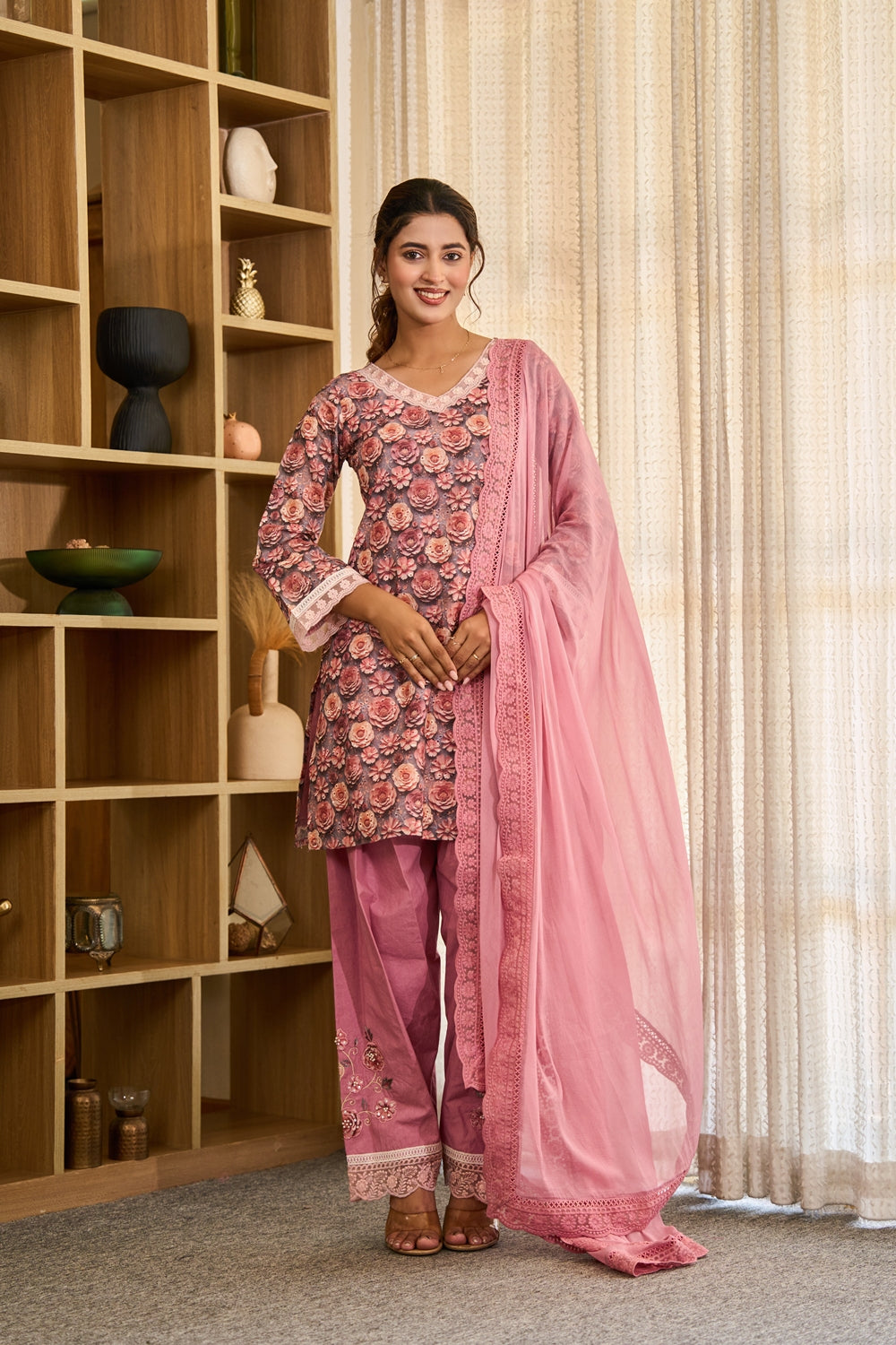 Rosaira Blush Bloom Kurta Set