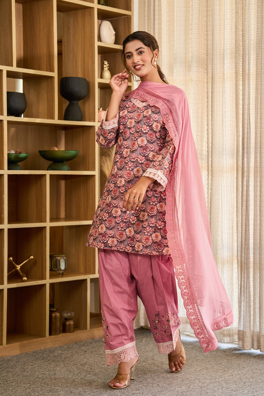 Rosaira Blush Bloom Kurta Set