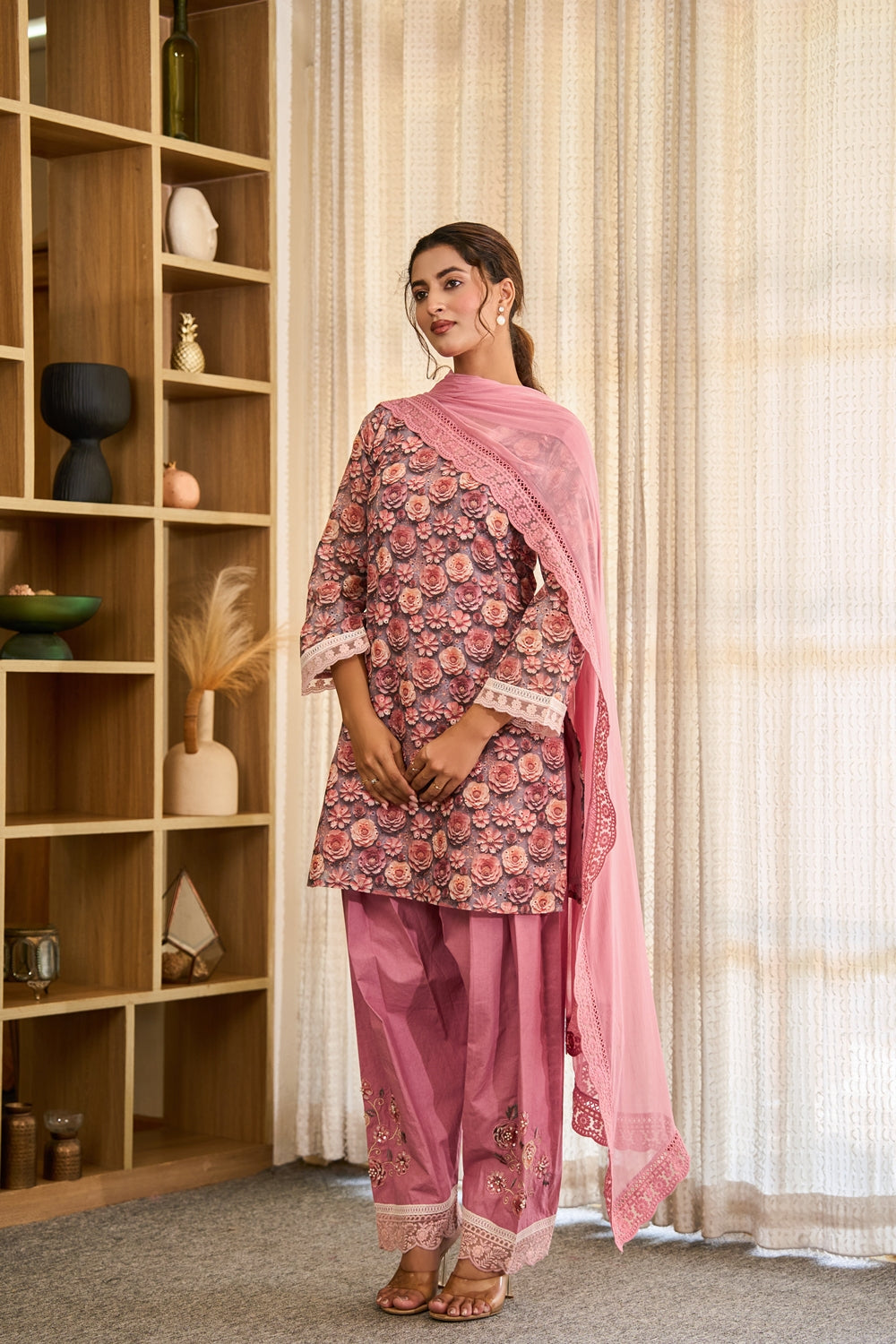 Rosaira Blush Bloom Kurta Set