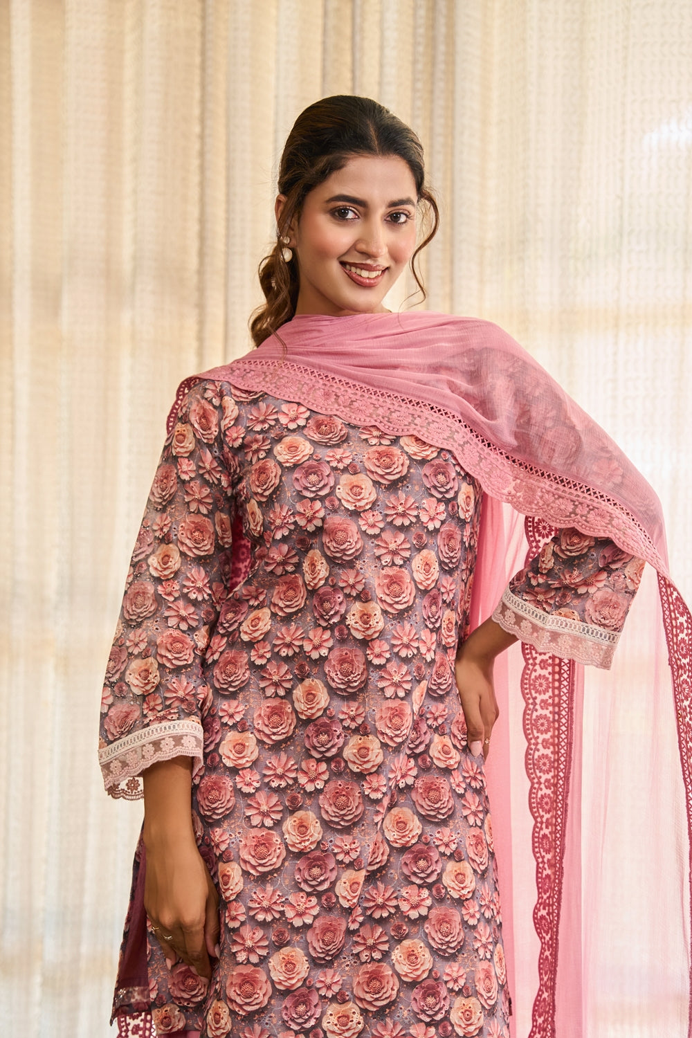 Rosaira Blush Bloom Kurta Set
