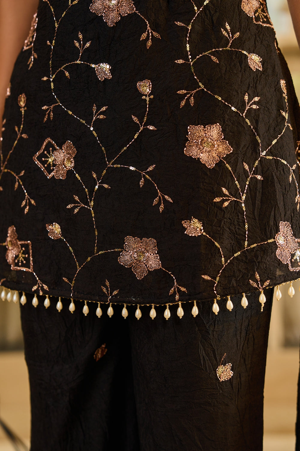 Elegant Zivara Noir Heritage Kurta Set from Indianvirasat, featuring traditional design and intricate detailing.