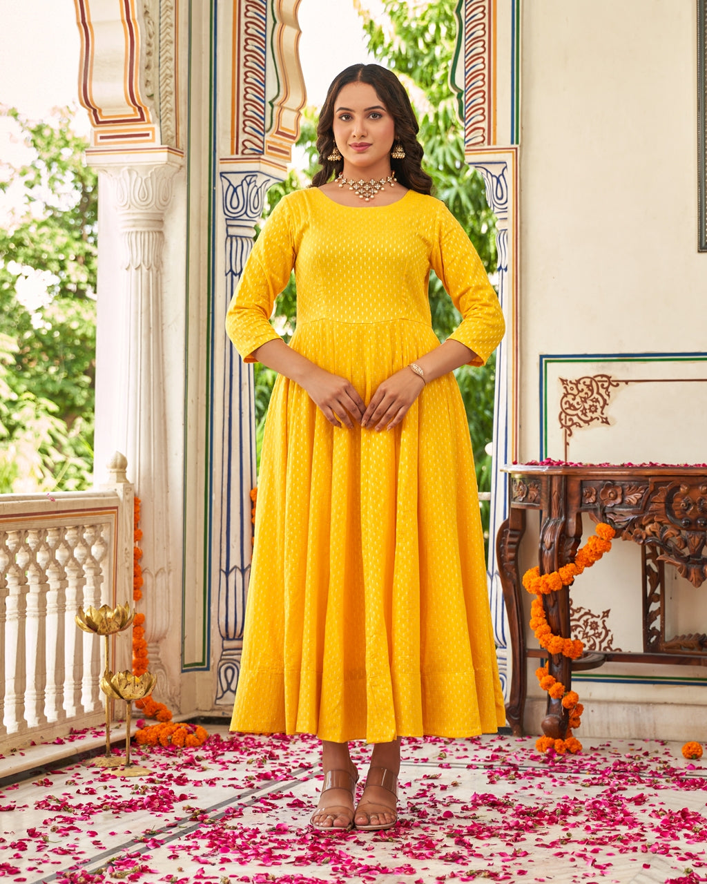 Golden Aura Anarkali Ethnic Dress