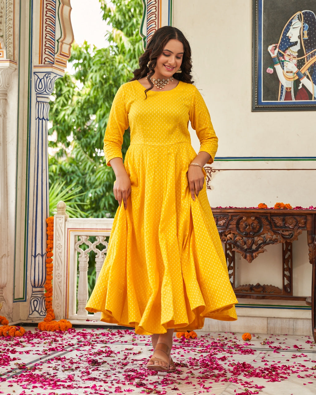 Golden Aura Anarkali Ethnic Dress