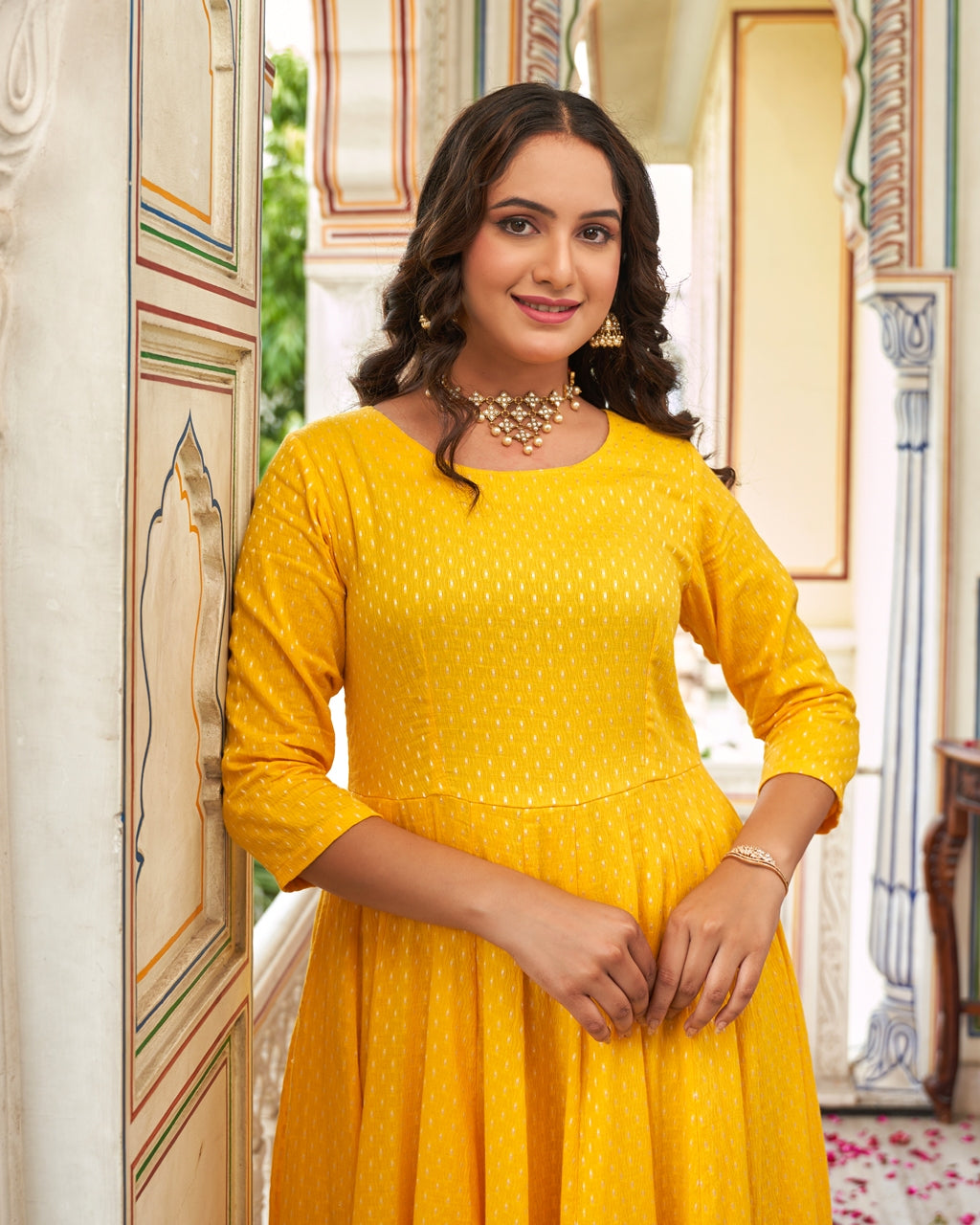 Golden Aura Anarkali Ethnic Dress