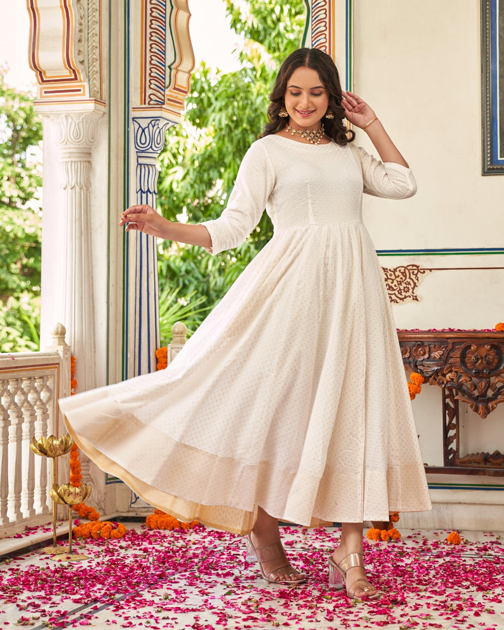 Ivory Noor Anarkali Ethnic Dress