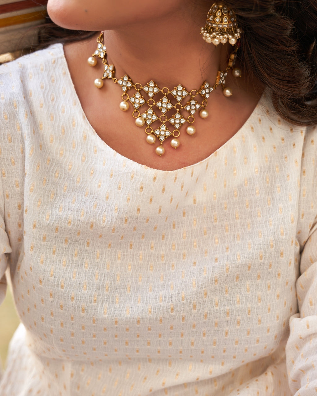 Ivory Noor Anarkali Ethnic Dress