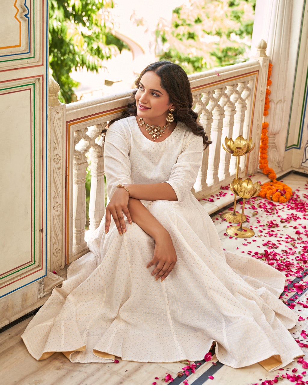 Ivory Noor Anarkali Ethnic Dress