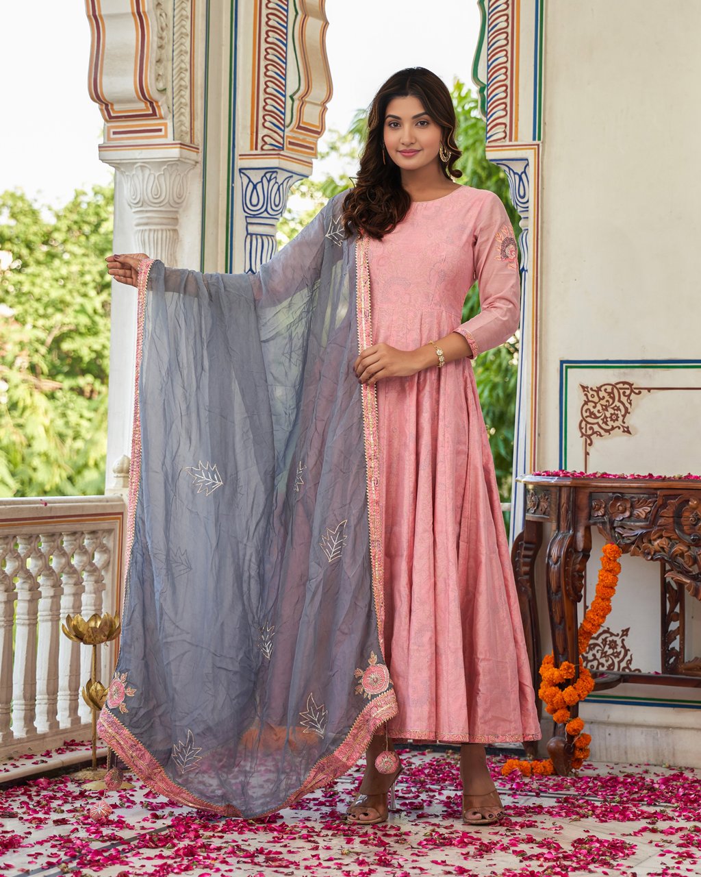 Gulrose Chanderi Silk Kurta Set