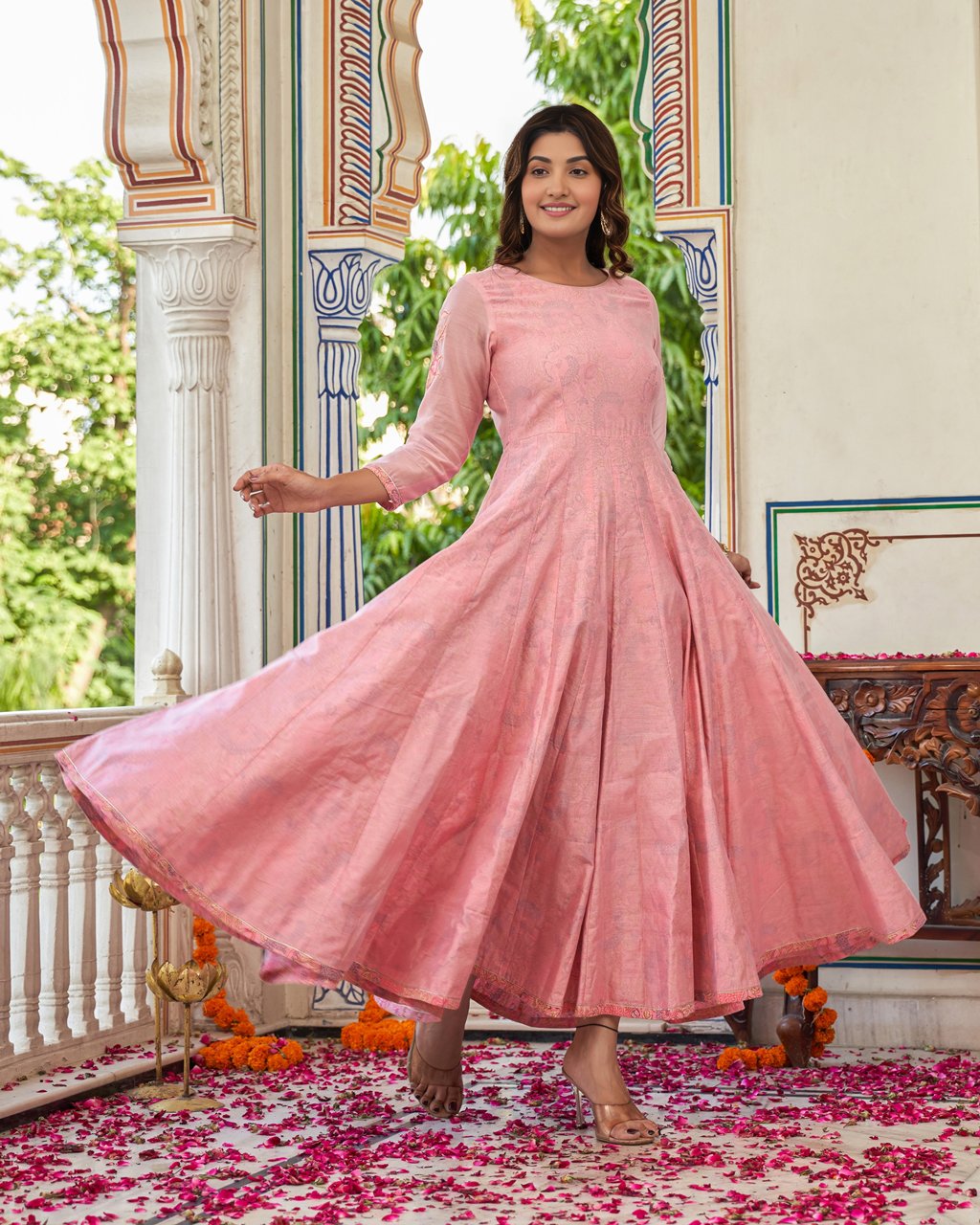 Gulrose Chanderi Silk Kurta Set