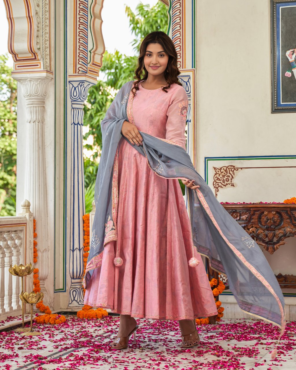 Gulrose Chanderi Silk Kurta Set