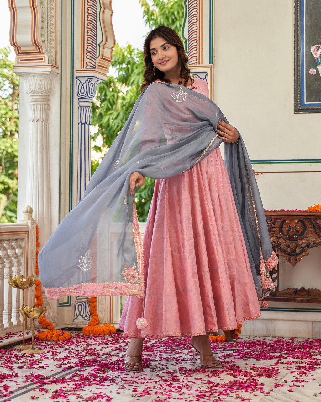 Gulrose Chanderi Silk Kurta Set