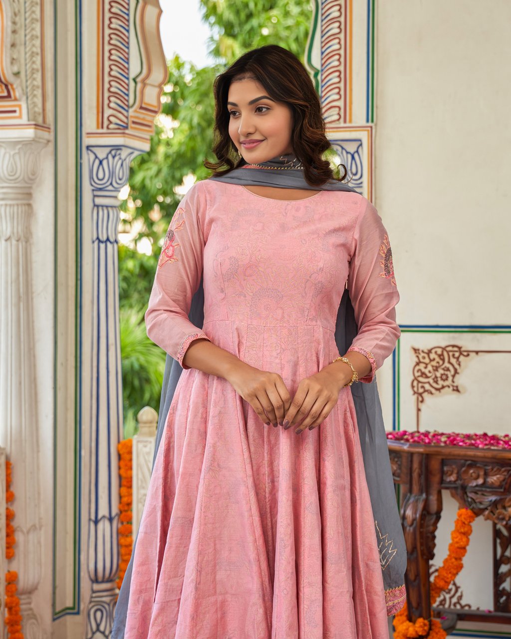 Gulrose Chanderi Silk Kurta Set