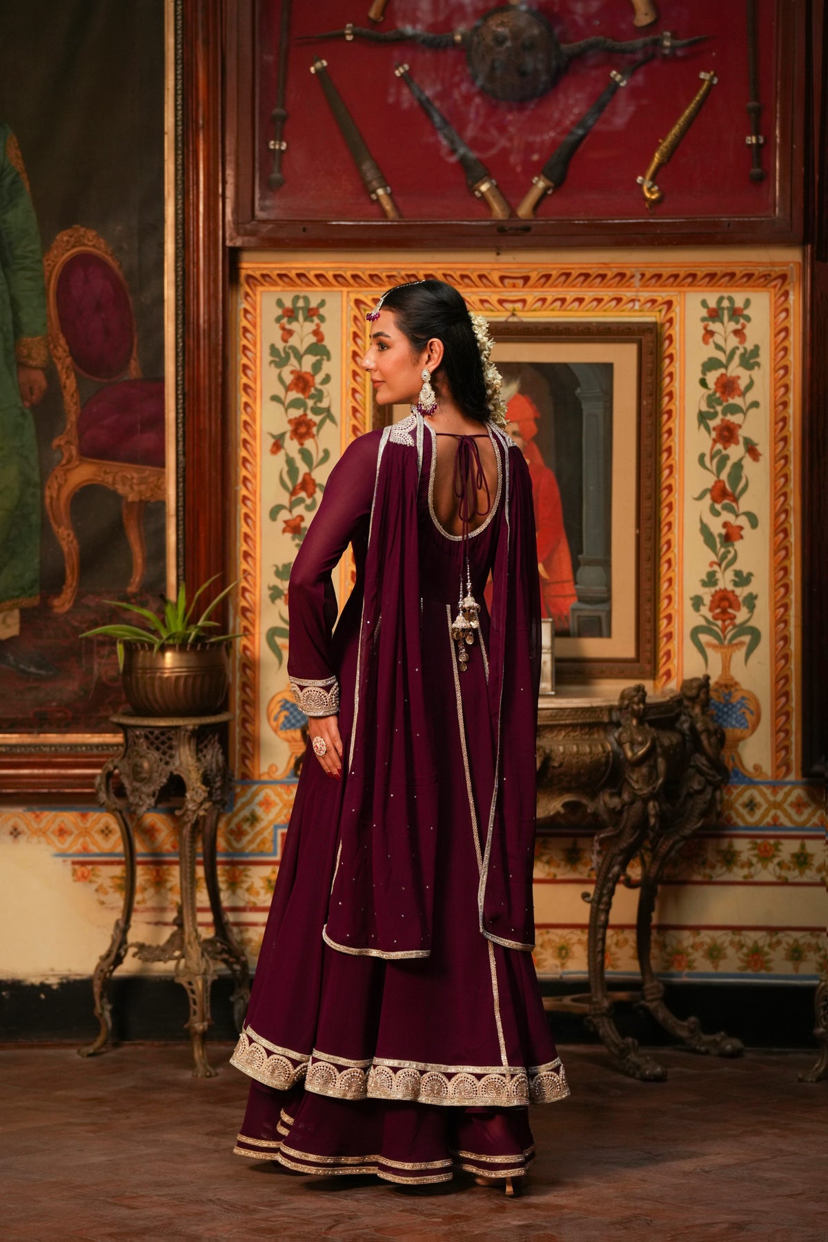 Shahi Noor – Royal Wine Embellished Ethnic Suit Set