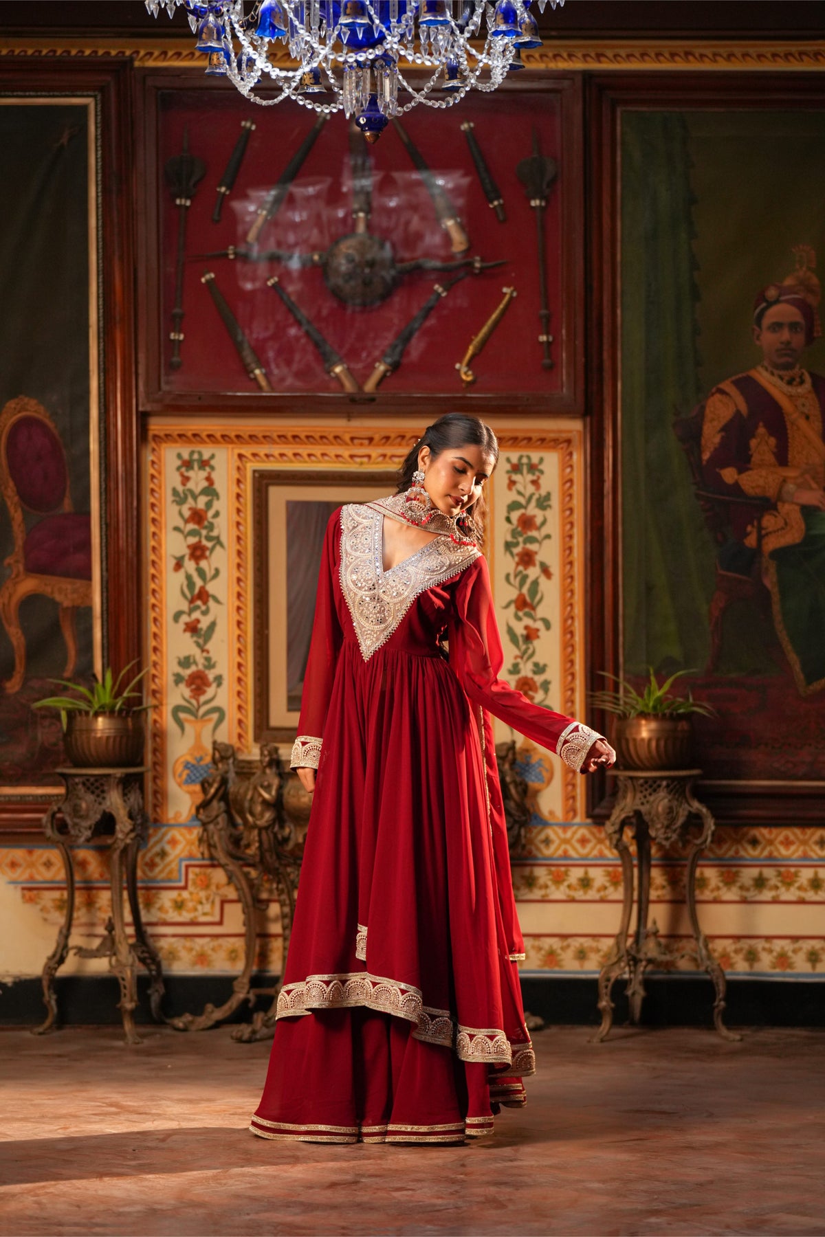 Laal Aabha – Crimson Red Regal Anarkali Suit Set