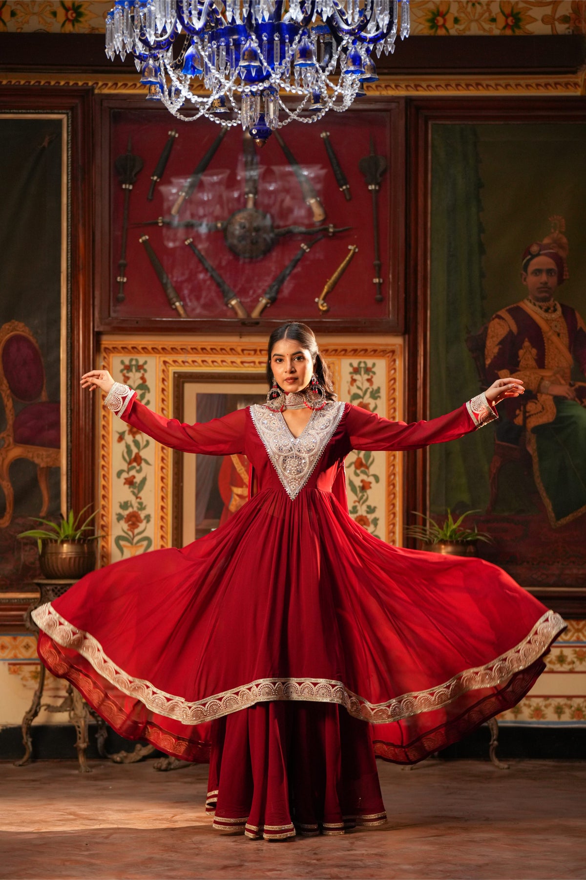 Laal Aabha – Crimson Red Regal Anarkali Suit Set