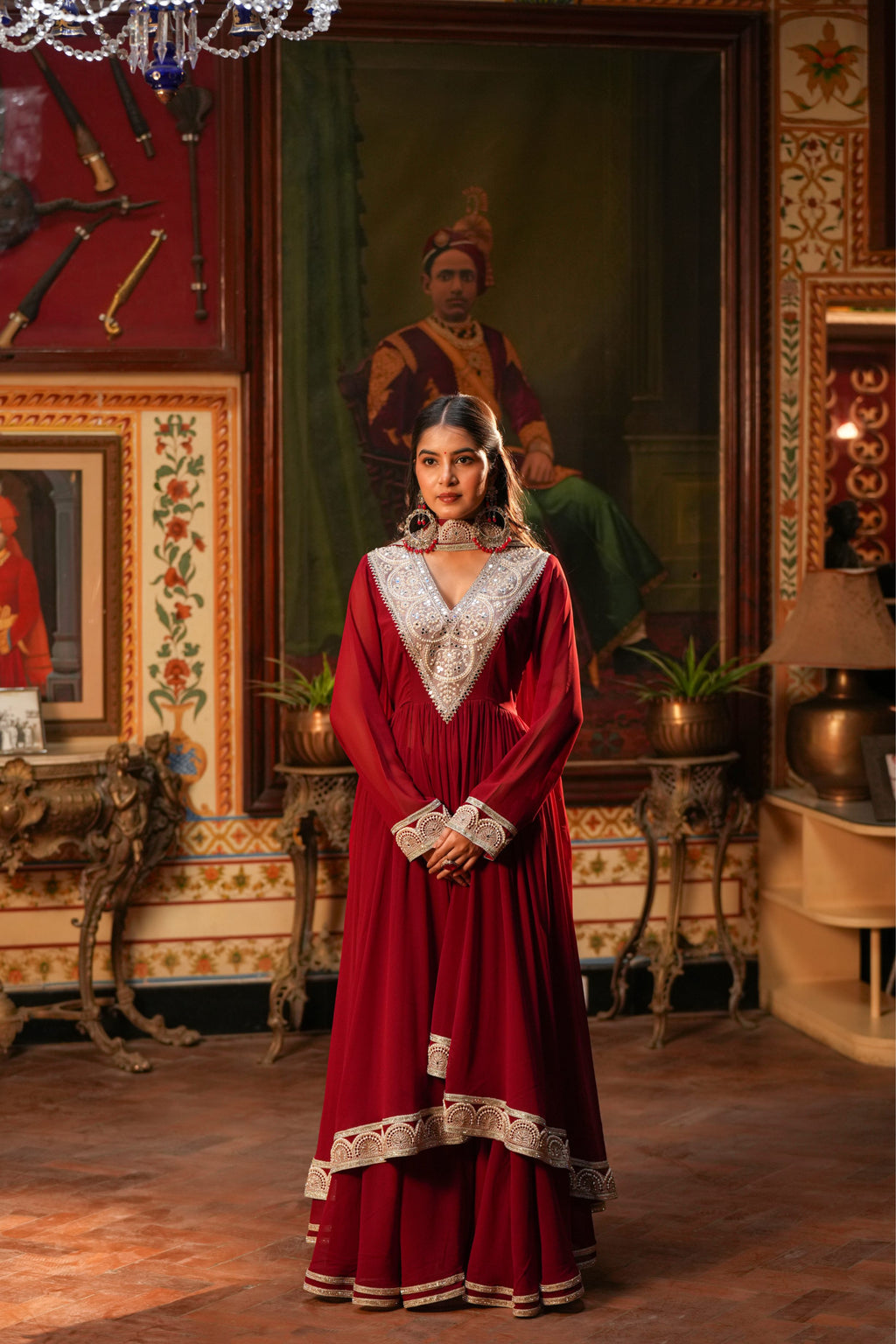 Laal Aabha – Crimson Red Regal Anarkali Suit Set