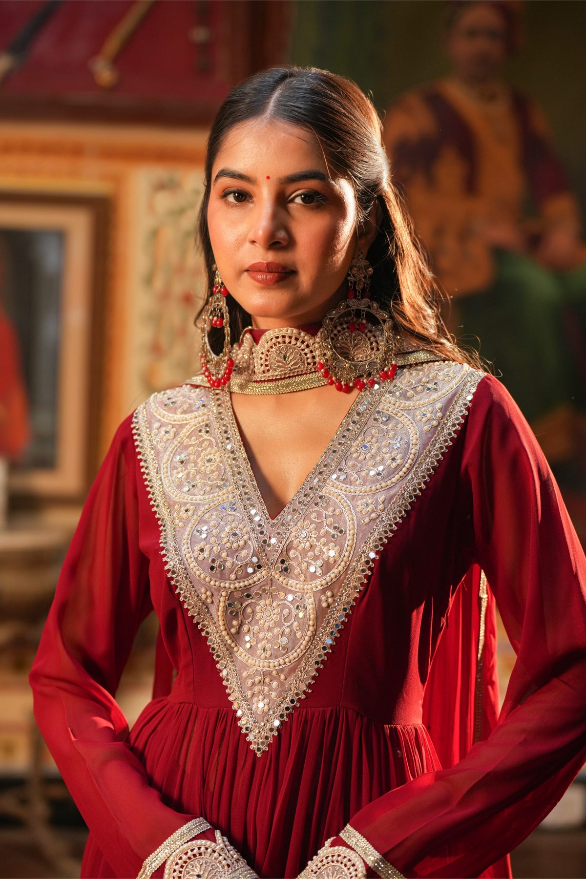 Laal Aabha – Crimson Red Regal Anarkali Suit Set
