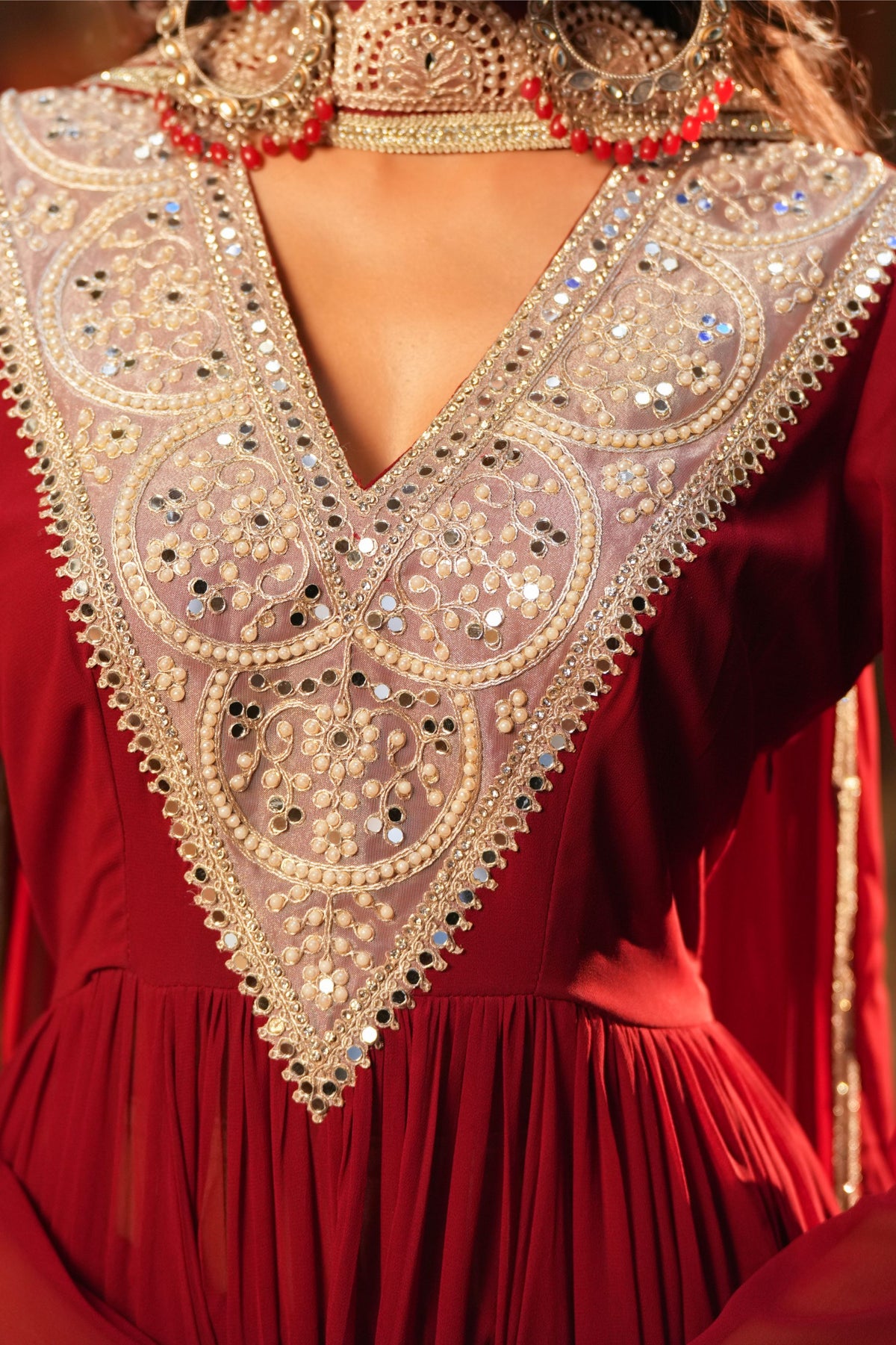 Laal Aabha – Crimson Red Regal Anarkali Suit Set