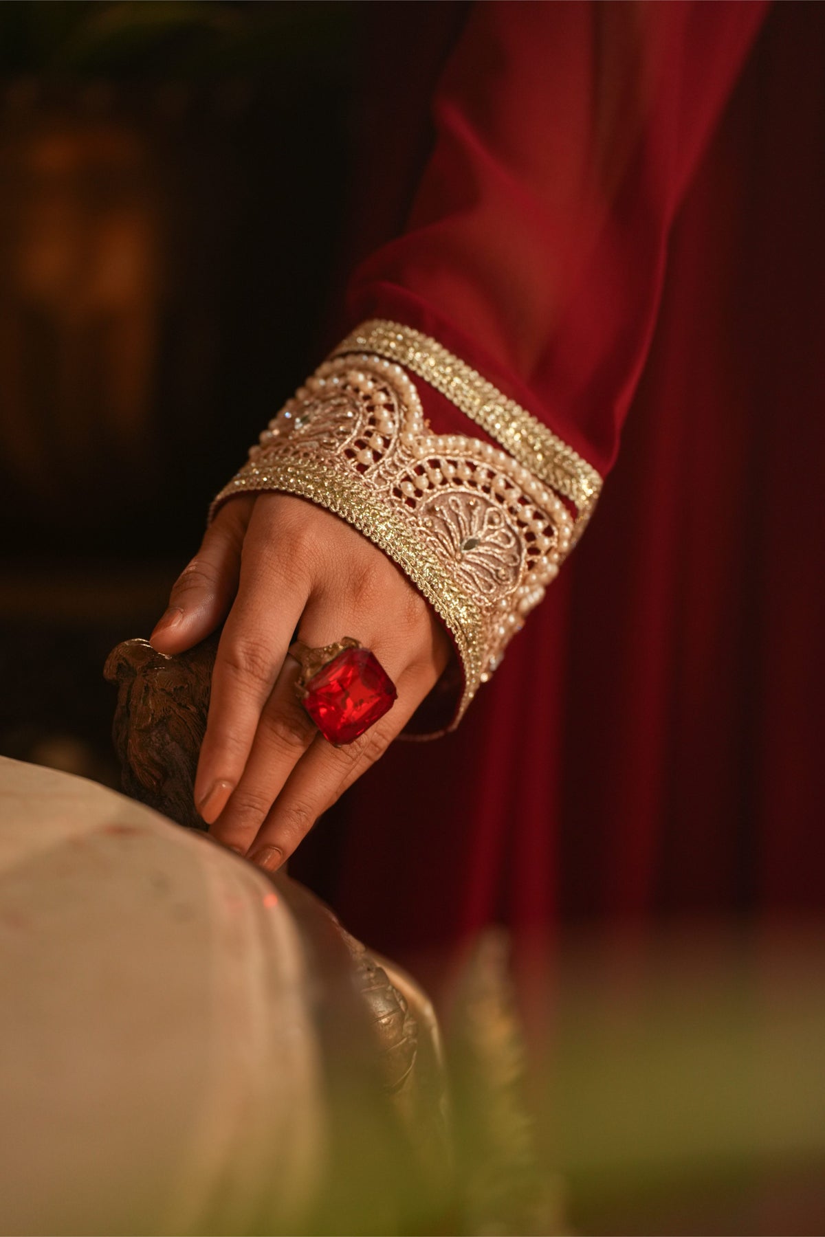 Laal Aabha – Crimson Red Regal Anarkali Suit Set