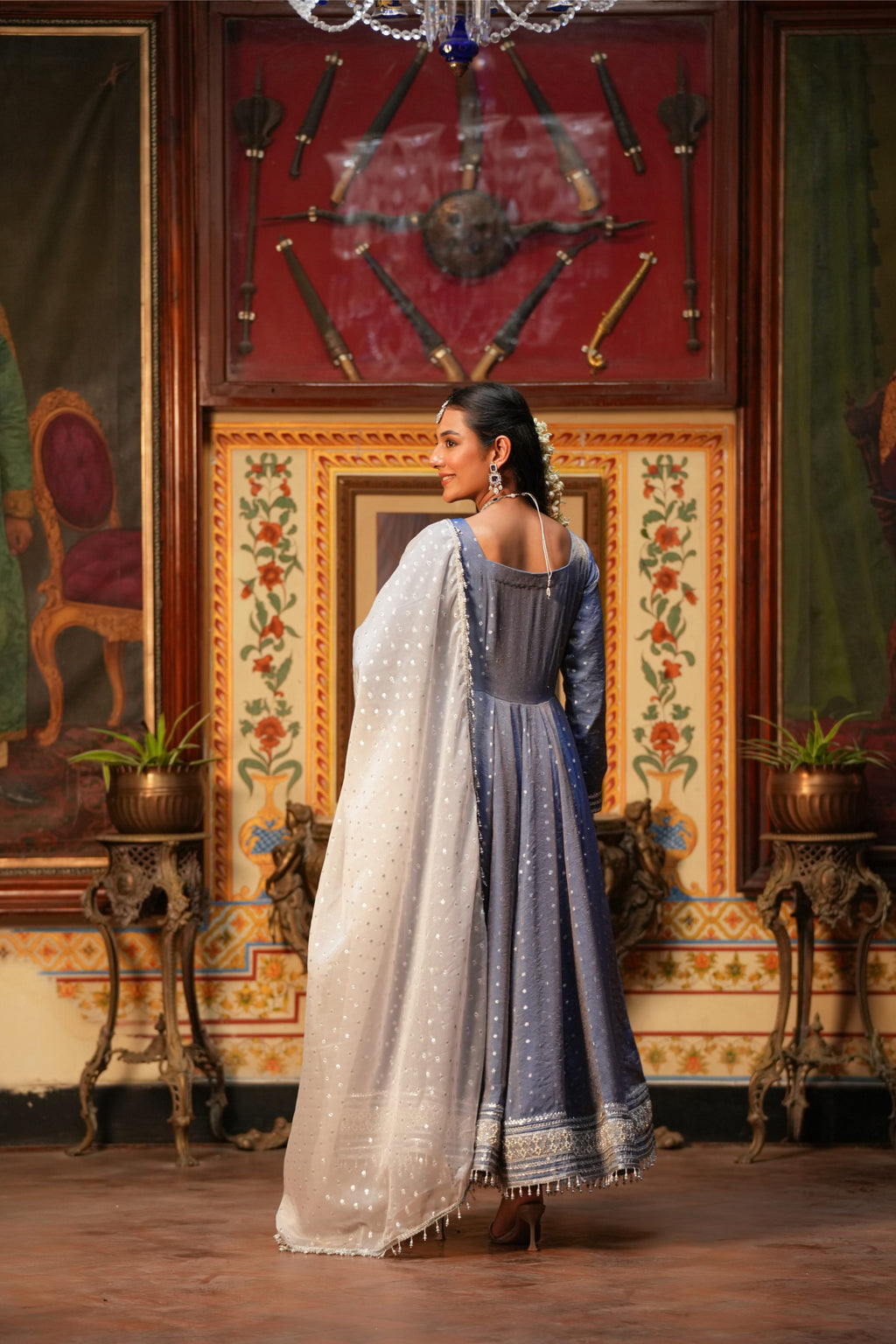 Noor-e-Mehfil Powder Blue Embellished Anarkali Suit Set
