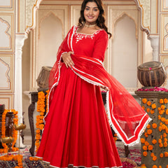 Cerise Red Anarkali Suit Set