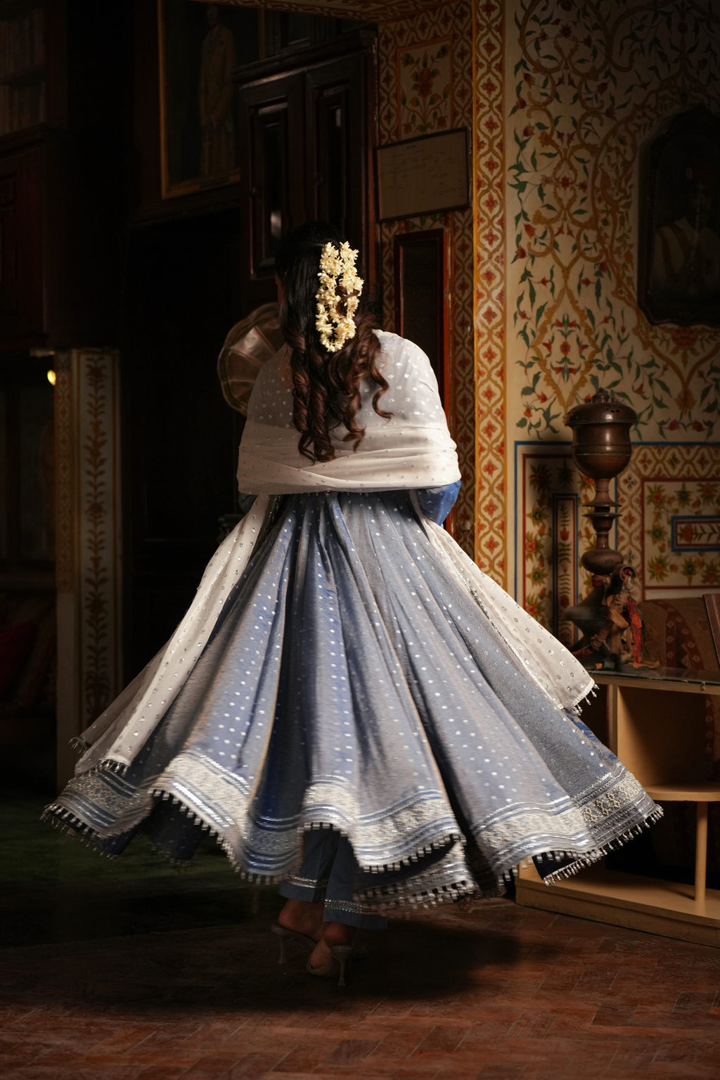 Noor-e-Mehfil Powder Blue Embellished Anarkali Suit Set