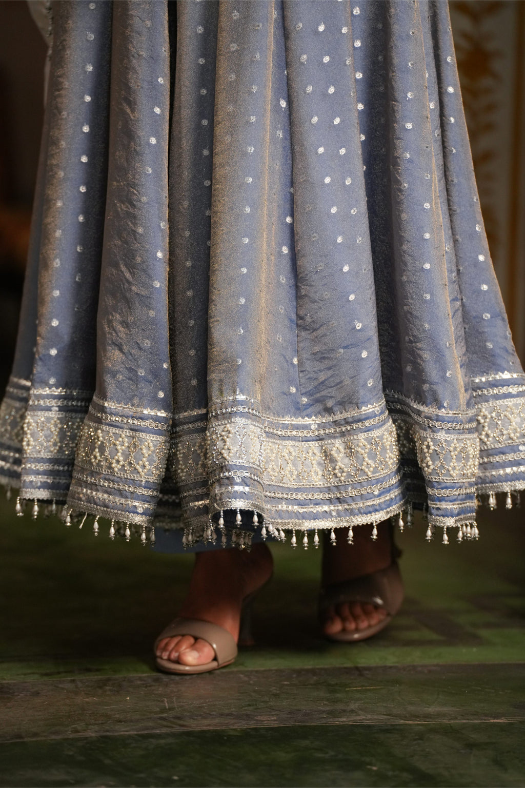 Noor-e-Mehfil Powder Blue Embellished Anarkali Suit Set