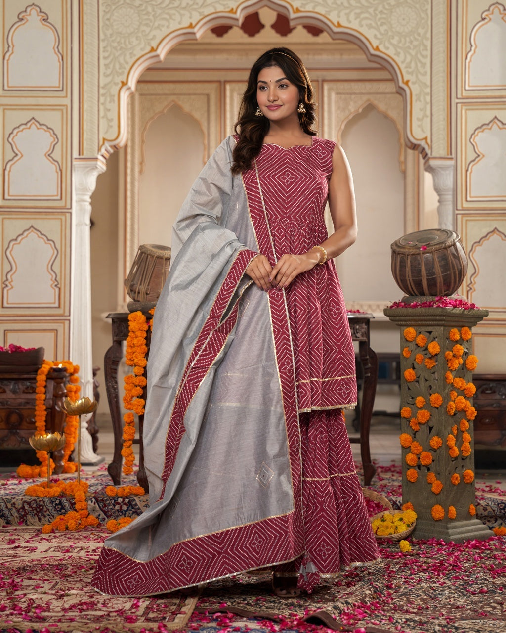 Mehroon Twirl Sharara Set