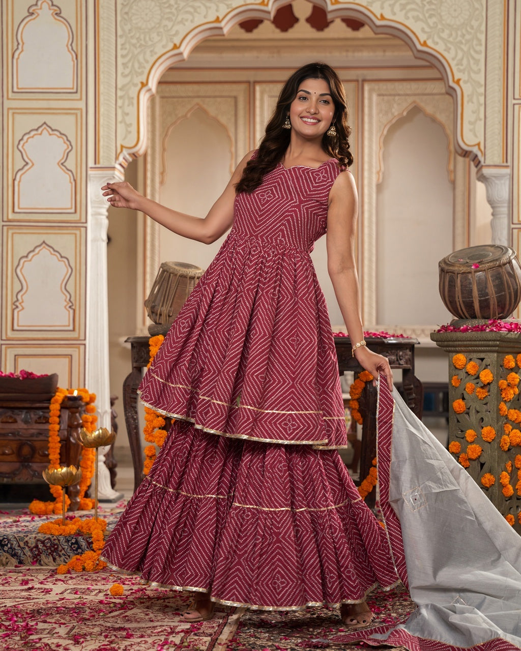 Mehroon Twirl Sharara Set