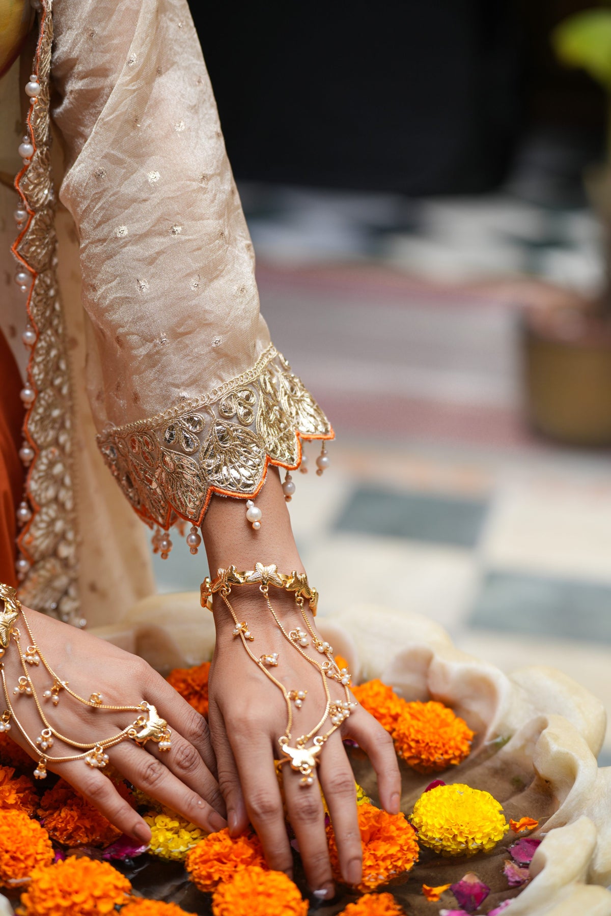 Aarohi Rang – Sunset Orange Crop Top & Sharara Suit Set