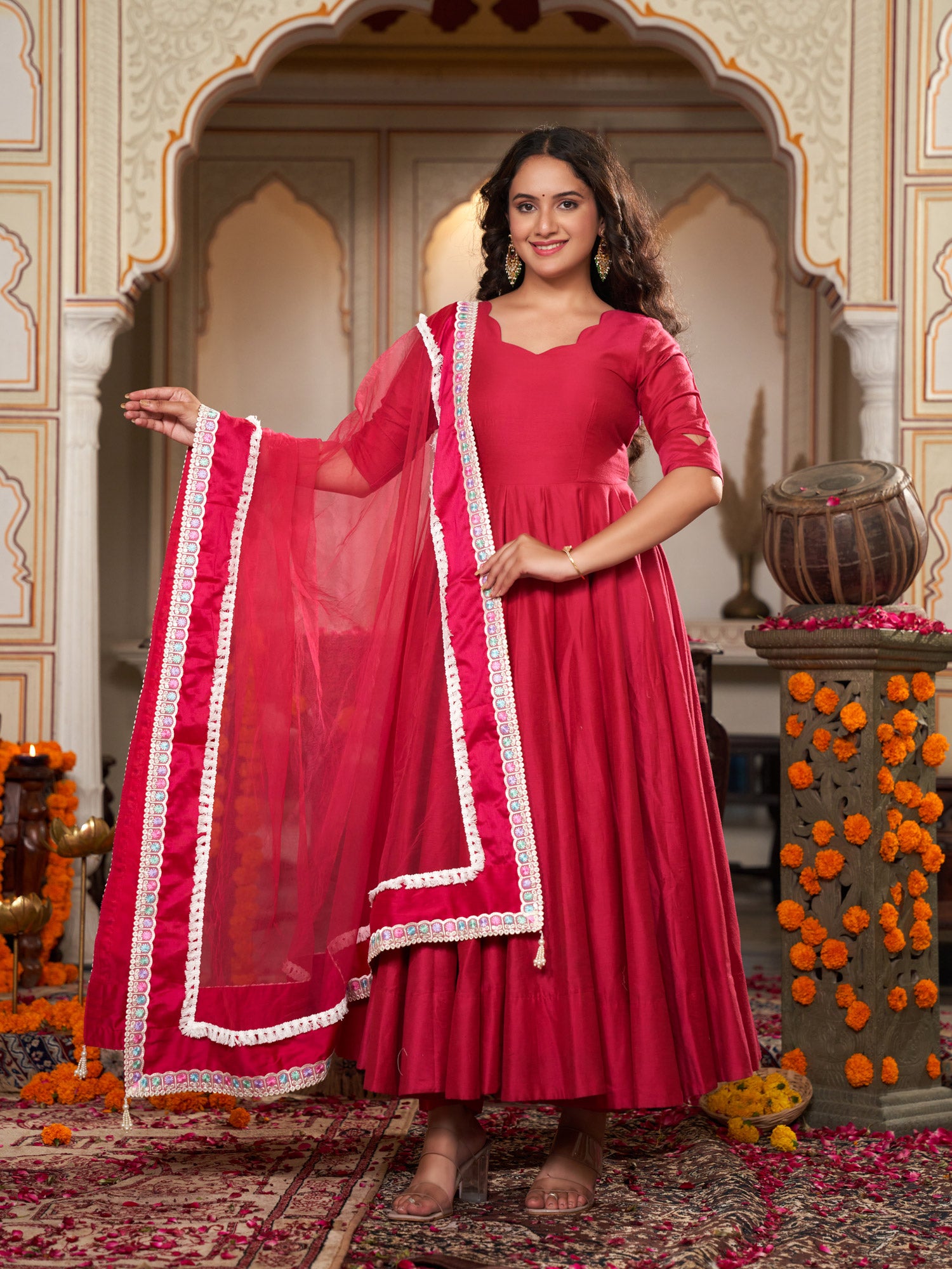 Rose Blossom Anarkali Suit Set - Indianvirasat