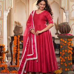 Rose Blossom Anarkali Suit Set