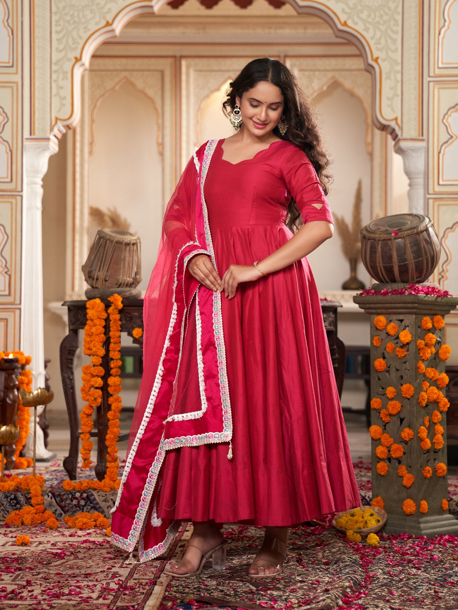 Rose Blossom Anarkali Suit Set - Indianvirasat
