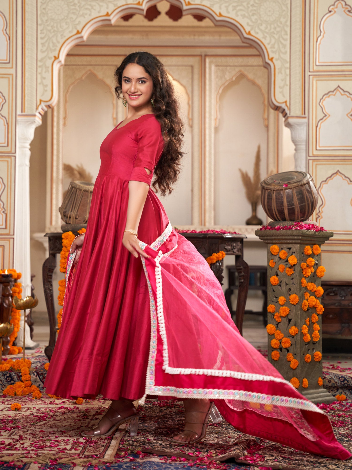 Rose Blossom Anarkali Suit Set - Indianvirasat