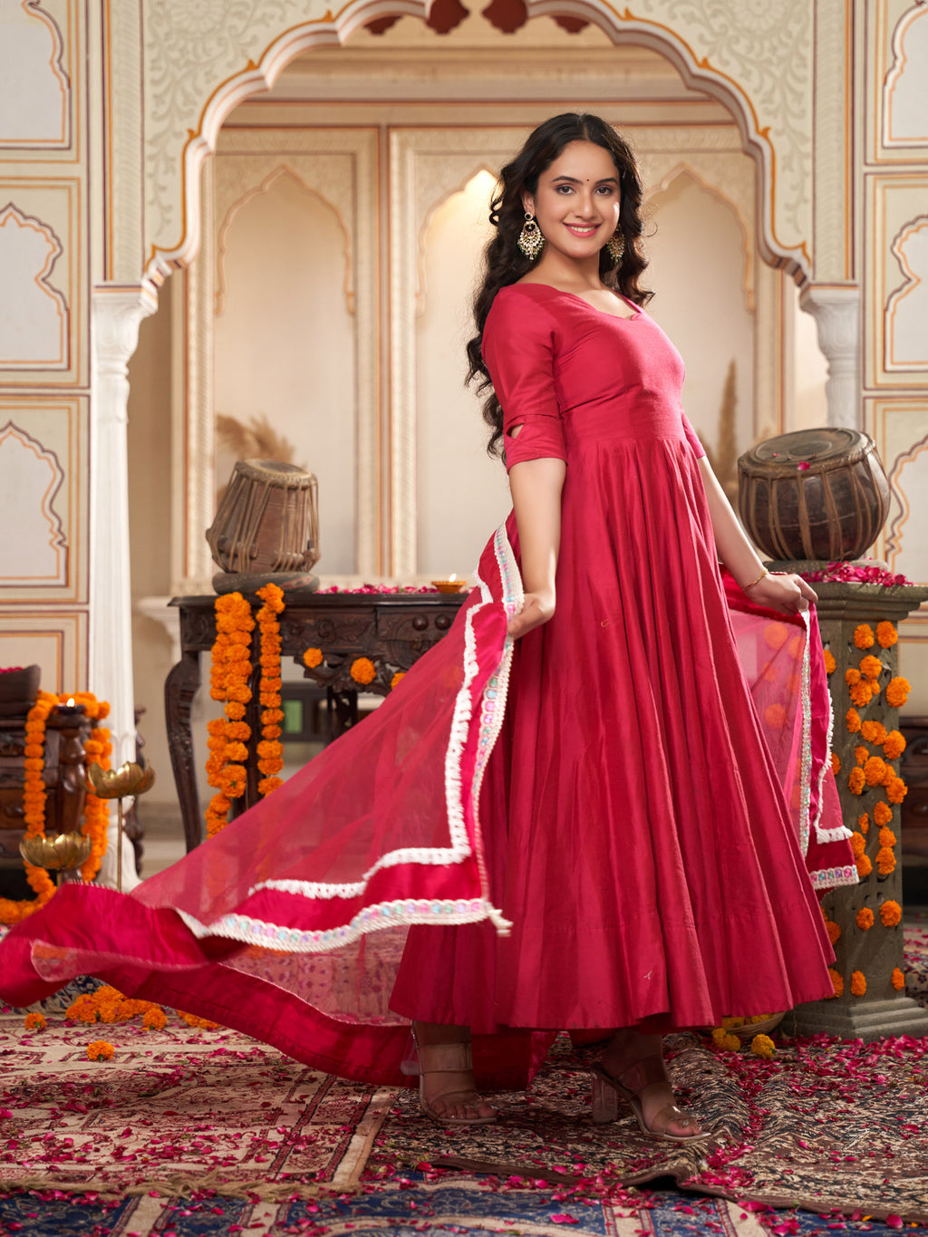 Rose Blossom Anarkali Suit Set - Indianvirasat