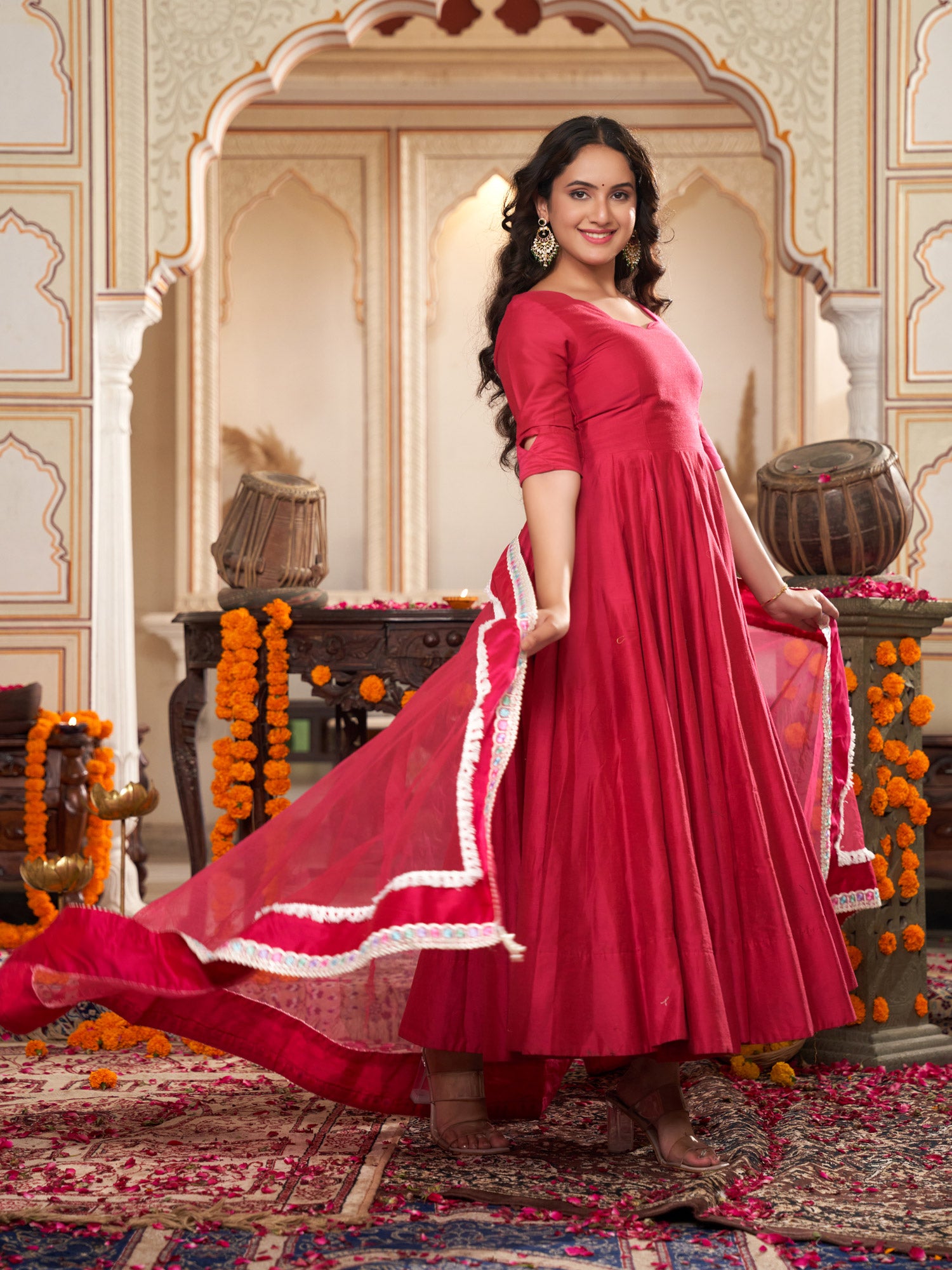 Rose Blossom Anarkali Suit Set - Indianvirasat