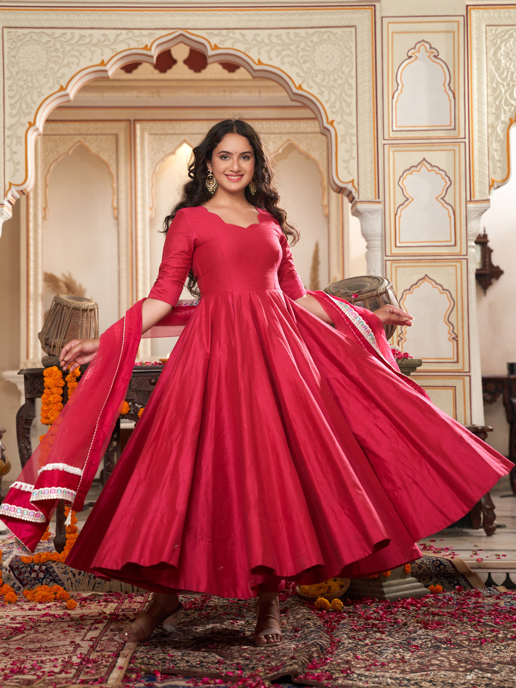 Rose Blossom Anarkali Suit Set - Indianvirasat