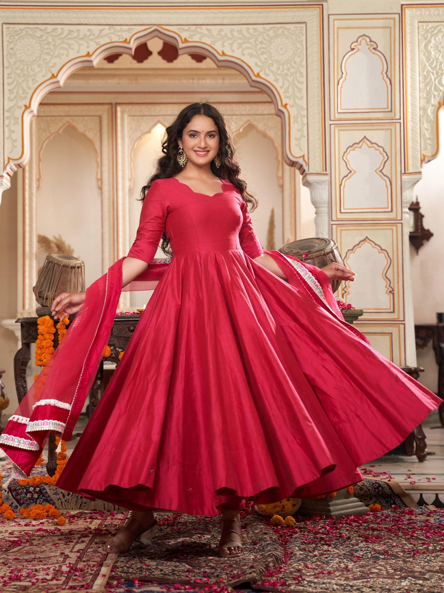 Rose Blossom Anarkali Suit Set - Indianvirasat