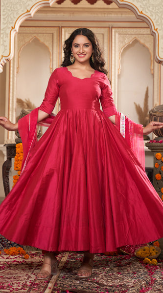 Rose Blossom Anarkali Suit Set