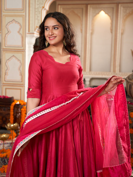 Rose Blossom Anarkali Suit Set