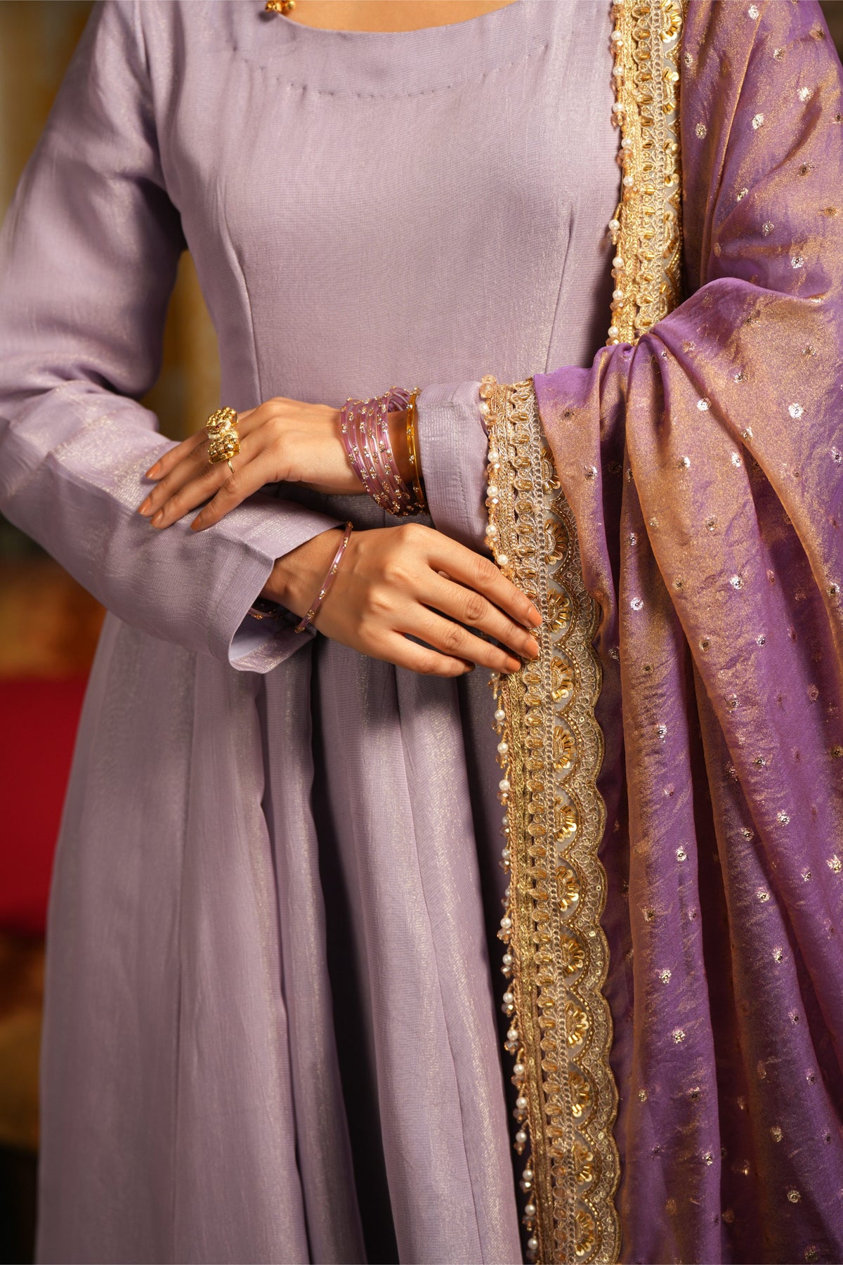 Ruhani Gulab Lavender Anarkali Suit Set
